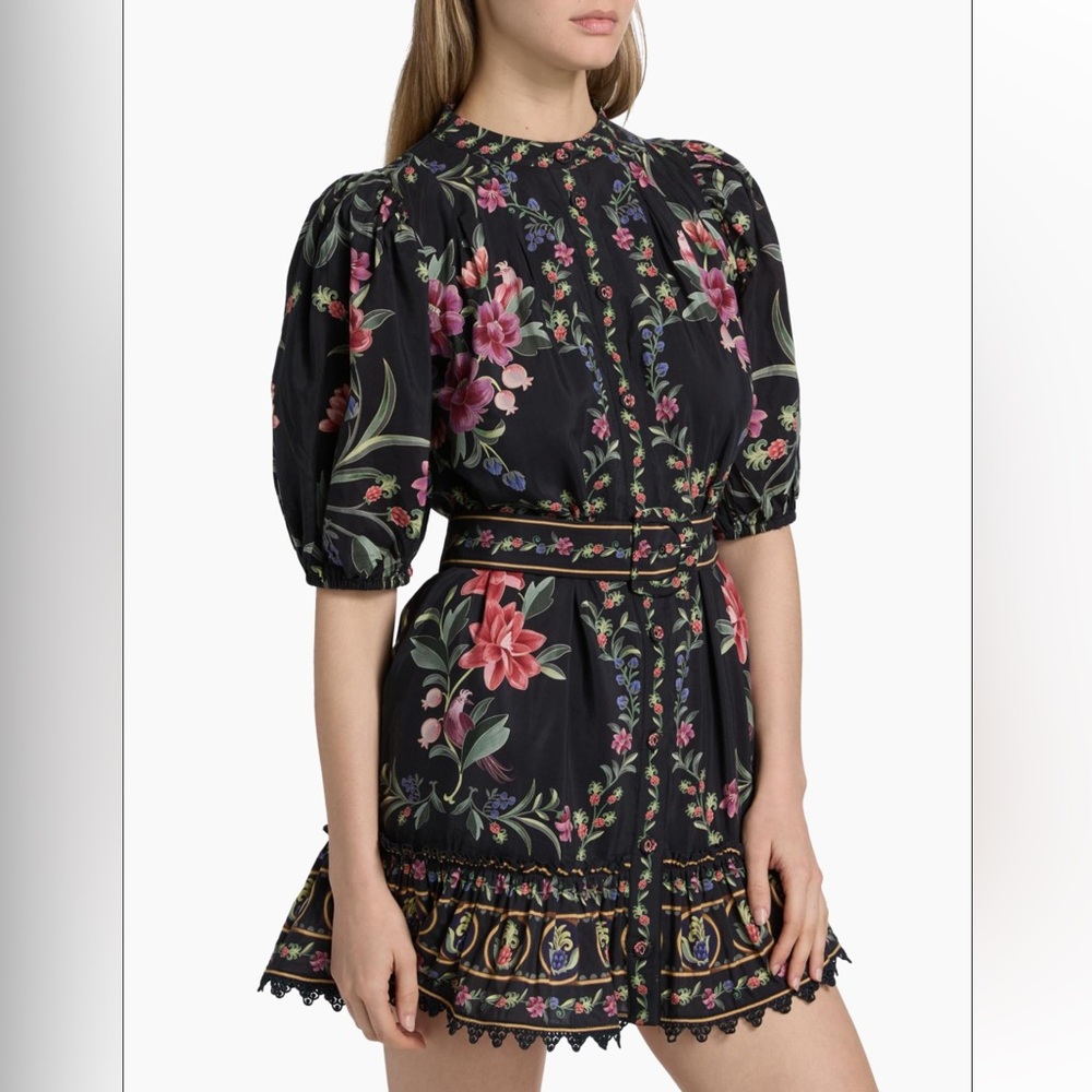 Farm Rio Belle Garden Floral Cotton-Blend Minidress